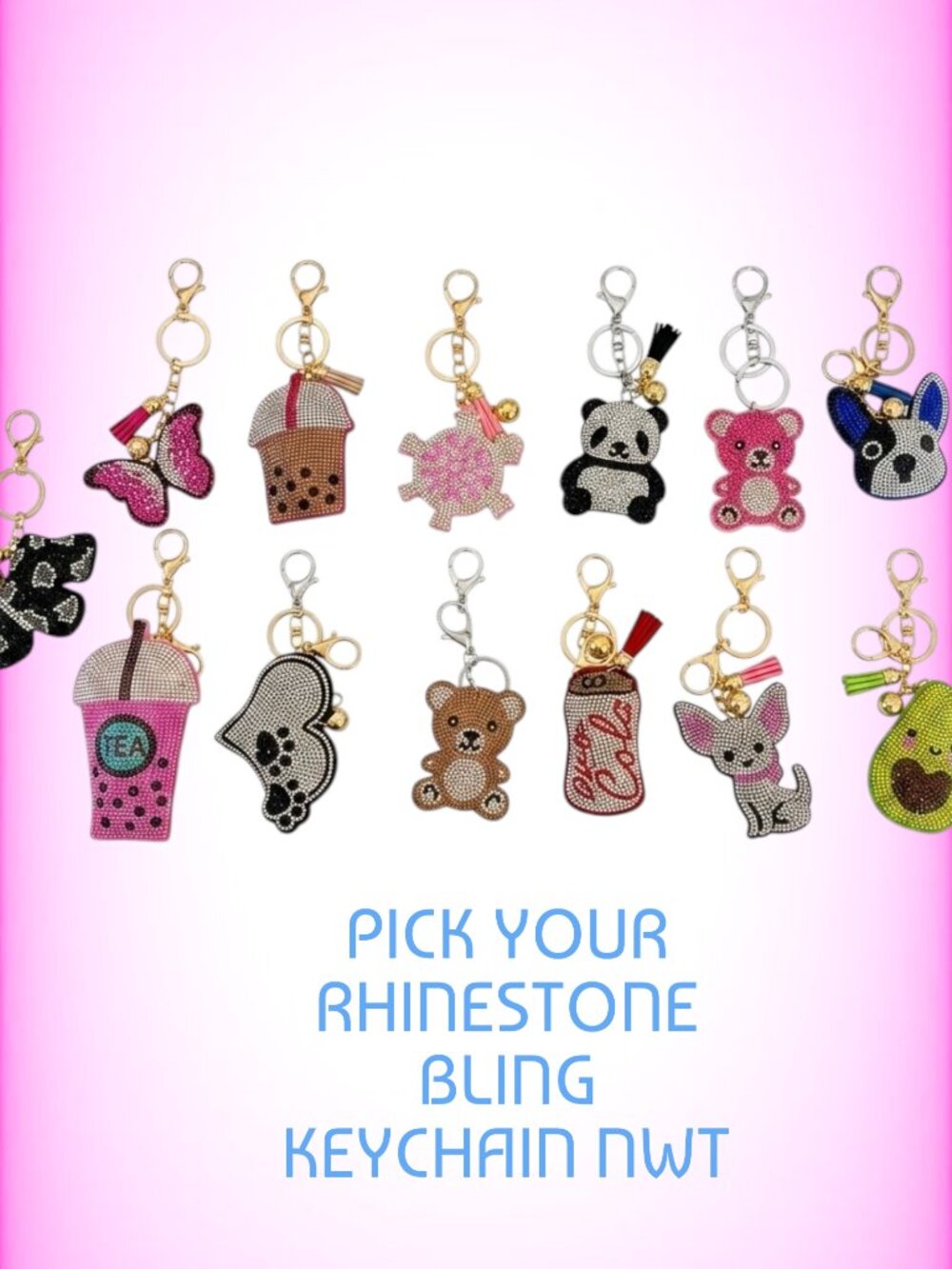 PICK YOUR CUTE MCBLING RHINESTONE‎ KEYCHAIN NEW!